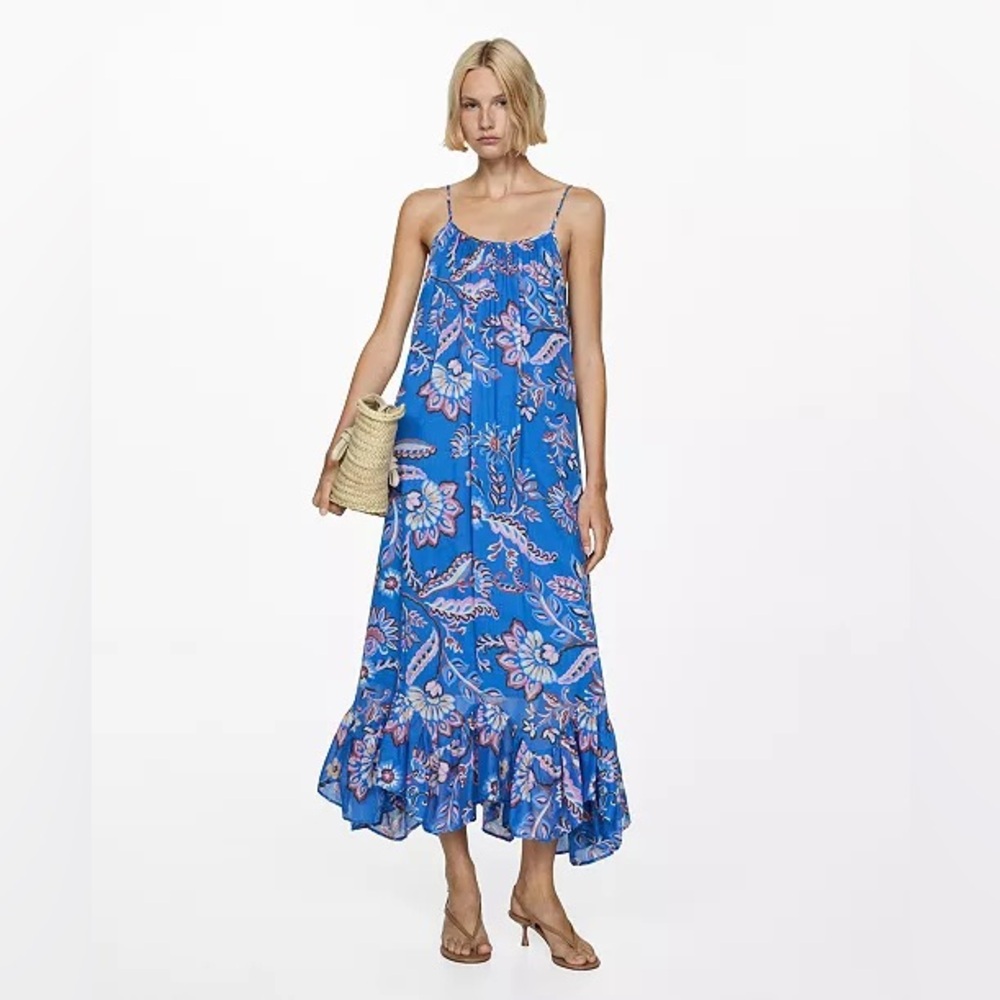 Mango Blue Floral Maxi Dress